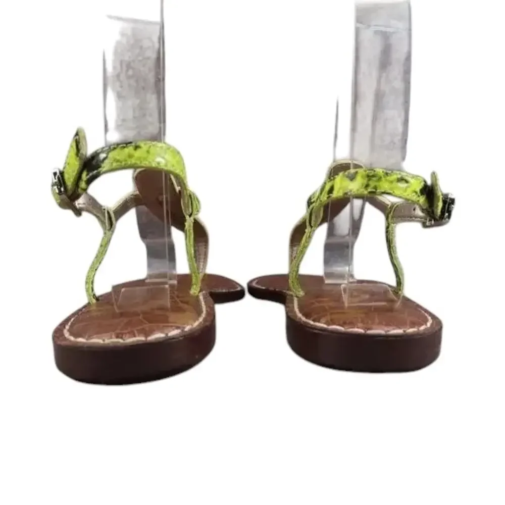 Sam Edelman Shoe Women 5.5 Sandal Fashion Snake Print Neon Gigi Flat Ankle Strap